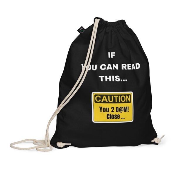 " Warning " Lightweight bag w/drawstrings